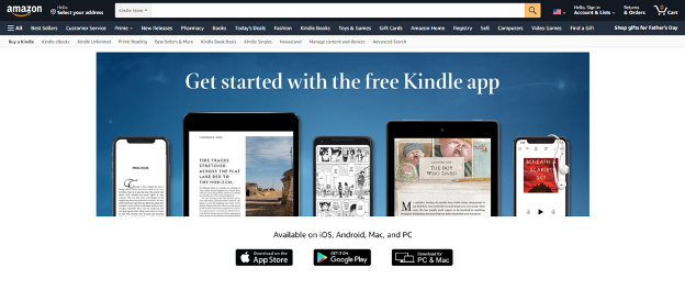 Screenshot of Kindle Cloud reader on Amazon.com