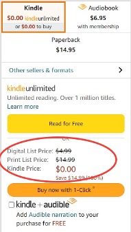 Screenshot of price options for a book on amazon
