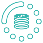 Loading symbol around a stack of coins icon