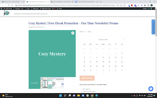 A screenshot of the Free Ebook Promotion calendar page
