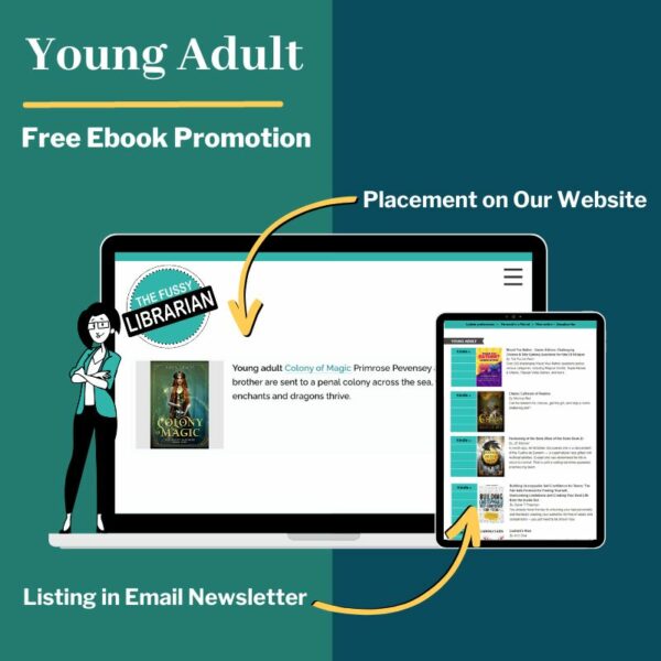 A young adult genre book displayed on the Fussy website and email newsletter.